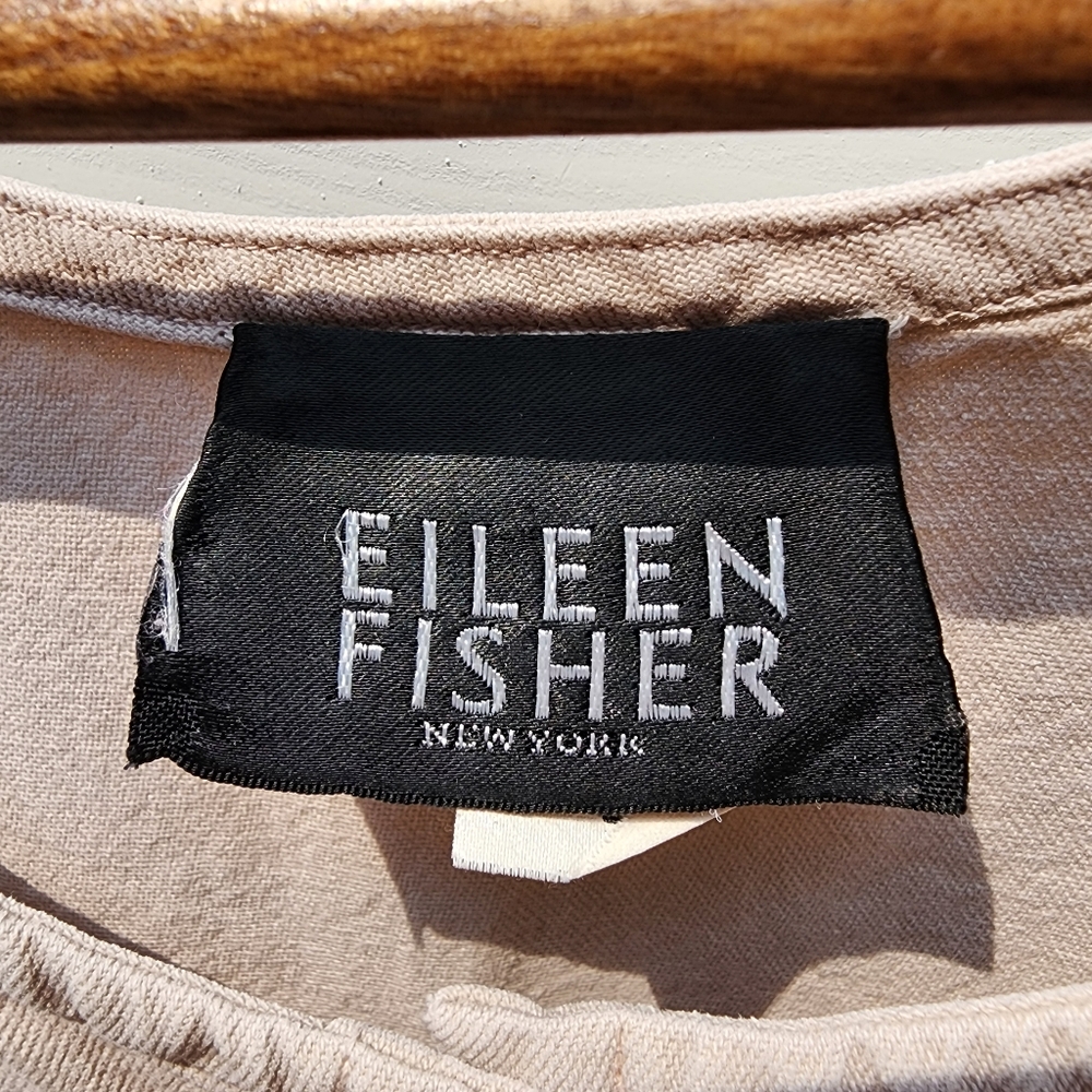 Vintage Eileen Fisher Cotton Tencel Button Front A-line Back Tie Maxi Dress - Picture 2 of 12